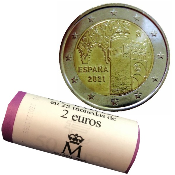 Spagna - 2 Euro, Citta storica di Toledo, 2021 (rolls)