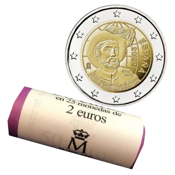 Espagne - 2 Euro, Circumnavigation of the Earth, 2022 (rolls)