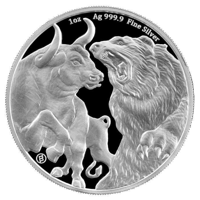 Tokelau - Bull & Bear, 1 ounce Silver Coin, 2021