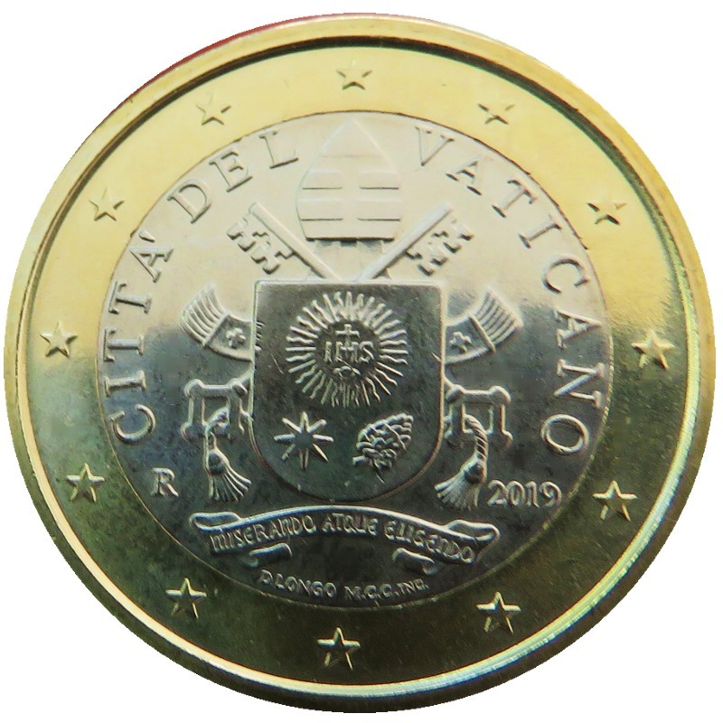 Vatikan - 1 €, Coat of Arms 2019 (BU in caps)