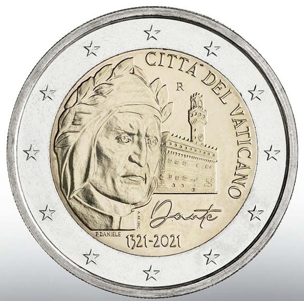 Vatican - 2 Euro, DANTE ALIGHIERI, 2021 (blister)