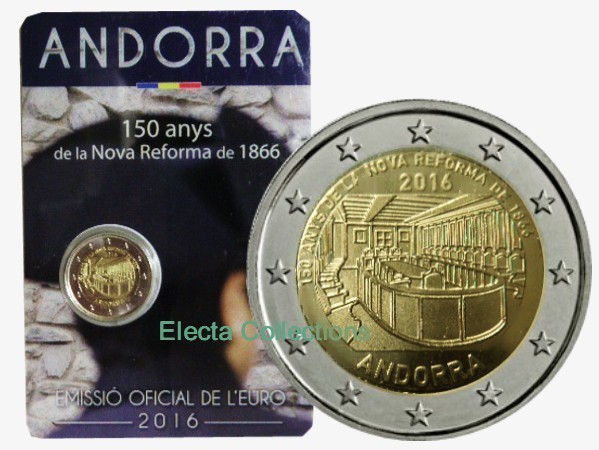 Andorre -  2 Euro, Réforme de 1866, 2016 (coin card)