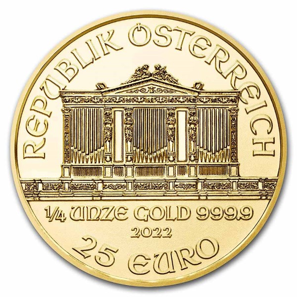 Austria - 25 Euro, Philharmonic 1/4 oz, 2022 (in case)