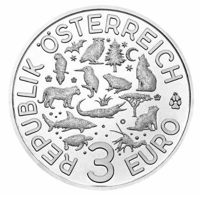 Autriche - 3 Euro, Creatures Colorees - le Requin, 2018