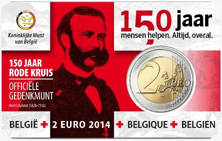 Belgien - 2 euro BU, Rotes Kreuz, 2014 (coin card)