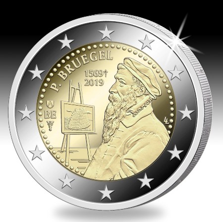 Belgium – 2 Euro, Pieter Bruegel the Elder, 2019 (BU in caps)