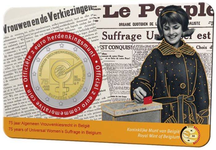 Belgium – 2 Euro, Women’s Suffrage, 2023 (coin card NL)