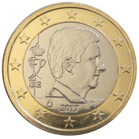 Belgium – 1 Euro, King Philippe, 2017 (BU in capsule)