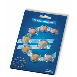 Coin capsules for a set of Euro coins, 1 Cent to 2 Euro