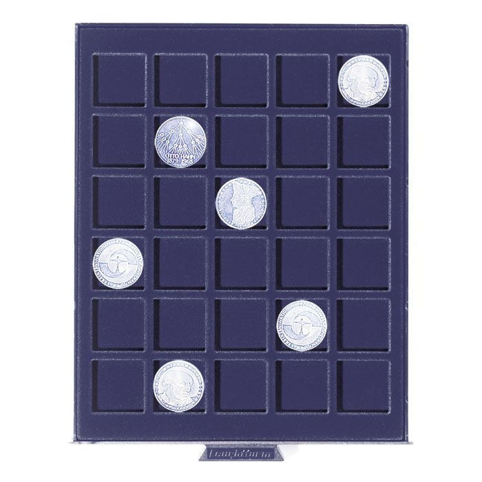 Coin box with square compartments for 30 coins 2 euro
