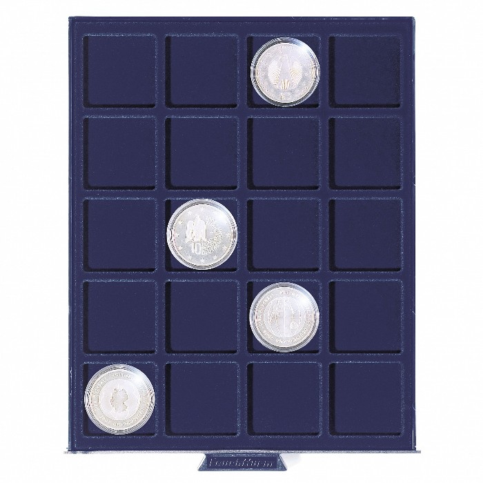 Box con suddivisione quadrata per 20 monete fino al 41 mm Ø