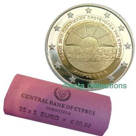 Chypre - 2 Euro Pafos, Capitale de la culture, 2017 - rolls 25 coins