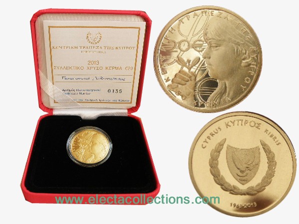 Κύπρος - 20 Ευρώ χρυσό, 50χρονα της Κεντρικής Τράπεζας Κύπρου, 2013