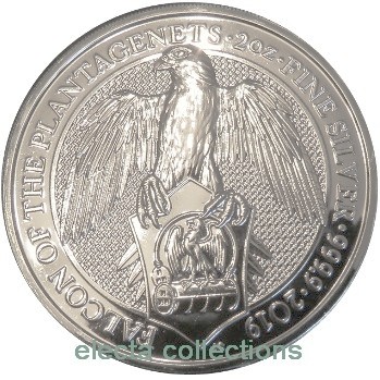 Great Britain - Falcon of Plantagenets, silver 2 oz, 2019