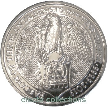 Großbritannien - Falcon of Plantagenets, silver 2 oz, 2019