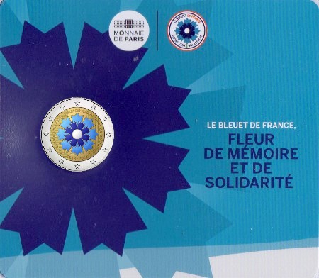 France - 2 Euro, Bleuet de France, 2018 (coloured coin card)