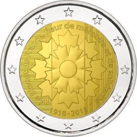Γαλλία - 2 Ευρώ, ΤΕΛΟΣ ΤΟΥ 1ου ΠΑΓΚΟΣΜΙΟΥ ΠΟΛΕΜΟΥ, 2018 (unc)