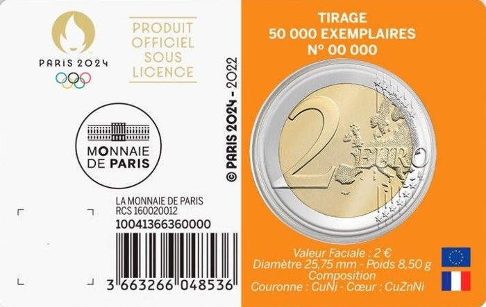 France – 2 Euro, OLYMPIC GAMES, 2022 (coin card 3/5)
