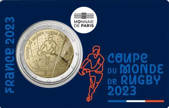 Francia Blister Moneda 1/4 Euro 2023 Laton Copa Rugby Unc