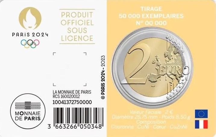 France - 2 Euro, OLYMPIC GAMES, 2023 (coin card 3/5)