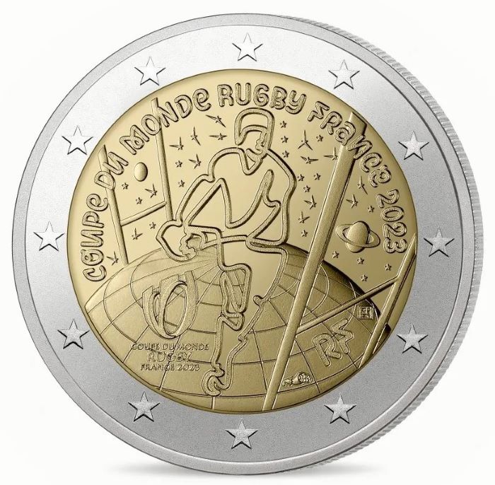 France – 2 Euro, Rugby World Cup, 2023 (coin card)