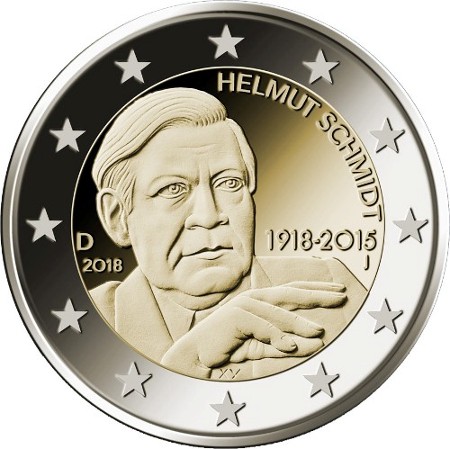 Allemagne - 2 Euro, HELMUT SCHMIDT, 2018