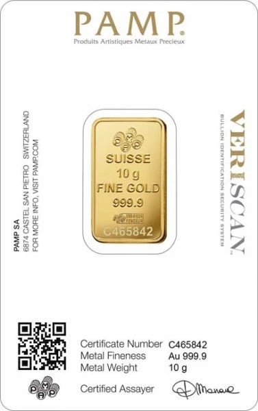 Gold Bar Pamp Fortuna 10 gramms 999.9/1000