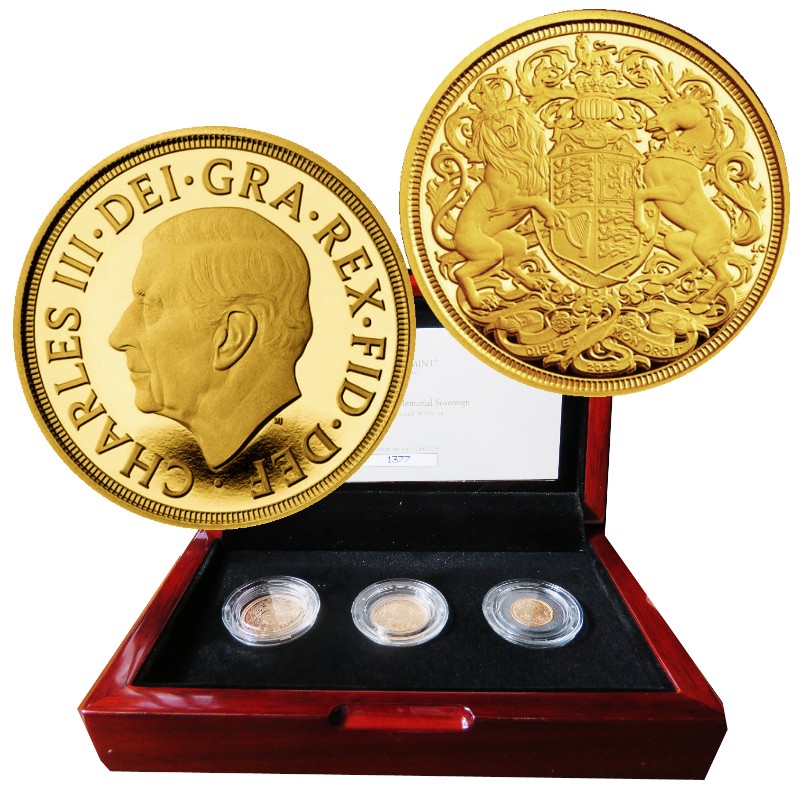 Great Britain - Gold Memorial Sovereign, Three-Coin set, 2022