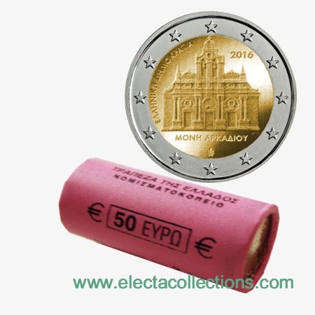Ελλάδα – 2 Ευρώ, Μονή Αρκαδίου, 2016 (rolls 25 coins)