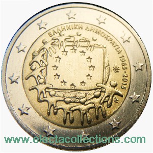 Grecia - 2 Euro BU, European Flag, 2015 (coin card)