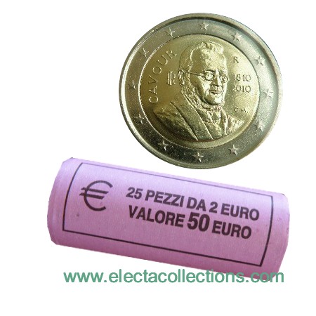 Italia - 2 Euro UNC, Cavour, 2010 - roll 25 coins