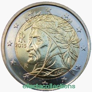 Ιταλία – 2 Ευρώ, DANTE ALIGHIERI, 2015 (coin card)