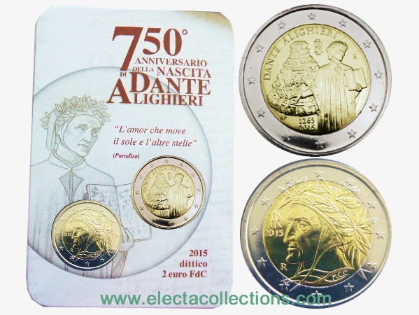 Italy – 10 X 2 Euro DANTE ALIGHIERI, 2015 (coin card)