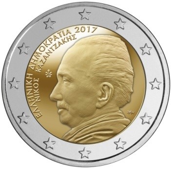 Ελλάδα – 2 Ευρώ, ΝΙΚΟΣ ΚΑΖΑΝΤΖΑΚΗΣ, 2017 (coin card)
