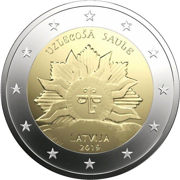 Letonia - 2 Euro, The Rising Sun, 2019