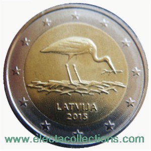 Letonia - 2 Euro, Black Stork, 2015