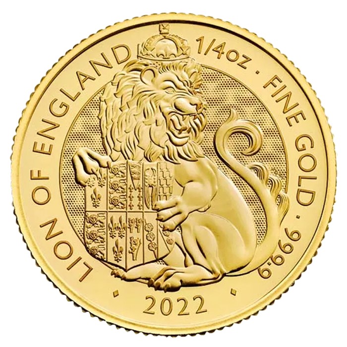 Gran Bretana - Moneda de oro 1/4 oz, Lion of England, 2022