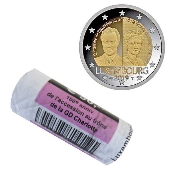Luxemburgo - 2 euro, Charlotte, 2019 (roll 25 coins)