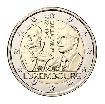 Luxemburg - 2 €, 175th anniv. of death Guillaume I, 2018 (unc)