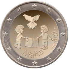 Malta - 2 Euro, PEACE, 2017 (coin card MdP)