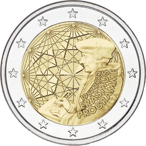 Μάλτα – 2 Ευρώ, ΠΡΟΓΡΑΜΜΑ ERASMUS, 2022 (coin card)