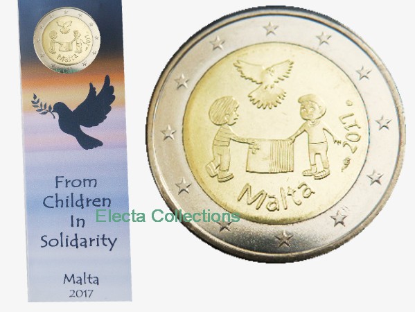 Malte - 2 Euro, PEACE, 2017 (coin card MdP)