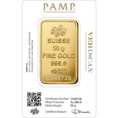 Gold Bar Pamp Fortuna 50 gramms 999.9/1000