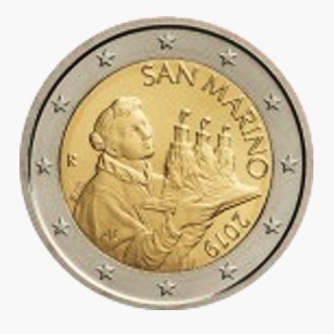 San Marino - 2 Euro, retrato San Marino, 2019 (unc)
