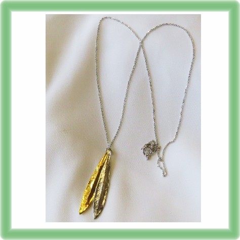 Sterling Silver olive double leaf necklace