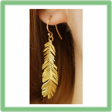 Acacia Leaf Earrings in gold plated silver