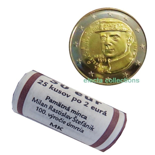 Σλοβακία – 2 Ευρώ, Milan Rastislav Stefanik, 2019 (roll 25 coins)
