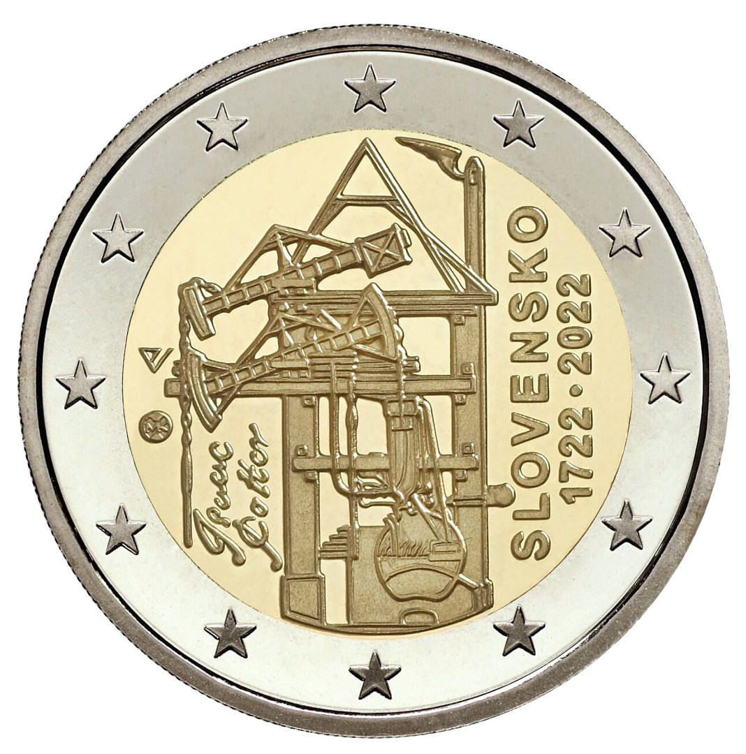 Eslovaquia - 2 Euro, Atmospheric Steam Engine, 2022  (bag of 10)