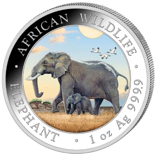 Somalia - Elephant Day & Night, set 2 OZ silver, 2022