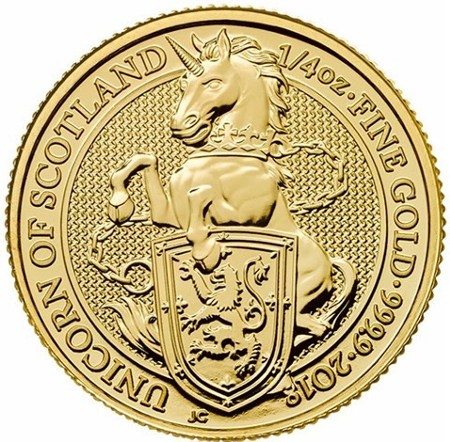 Großbritannien - Goldmunze 1/4 oz, Unicorn, 2018
